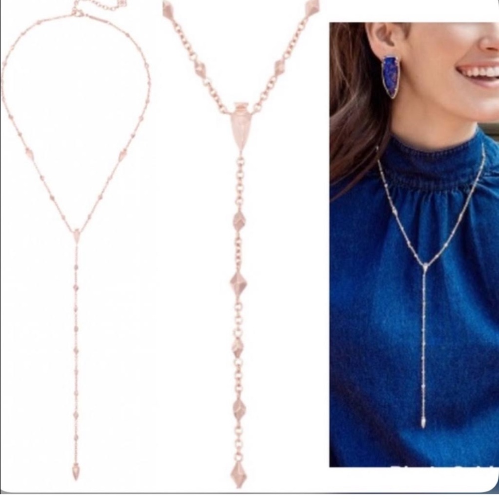 Rose Gold Lariat necklace, Kendra Scott